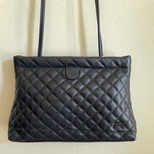 Etienne Aigner Vintage Small Black Crossbody Quilted Genuine Leather Clutch Bag
